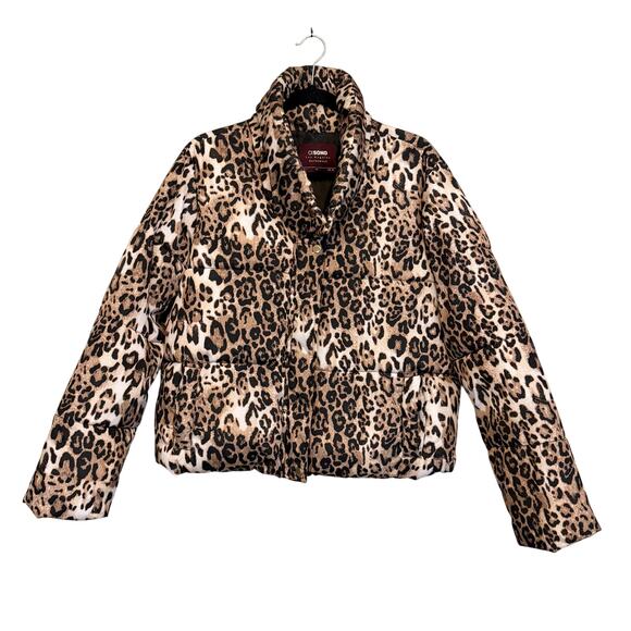 Ci Sono Jackets & Blazers - CI Sono Womens Puffer Jacket Large Brown Animal Leopard Gorpcore Outdoor Warm